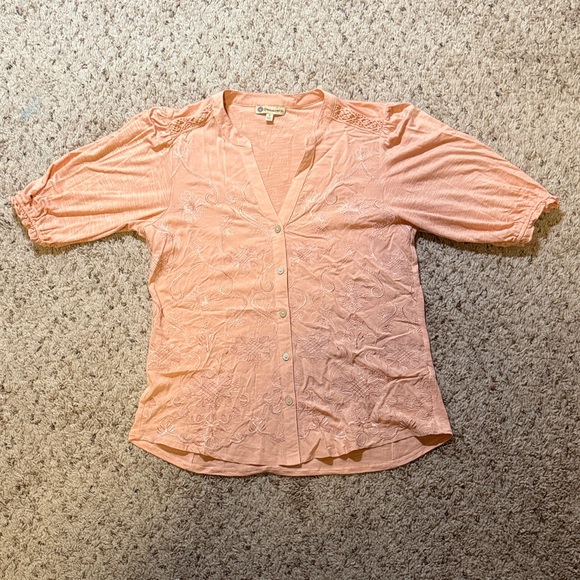 Democracy Tops - Democracy Coral Button-Up Blouse